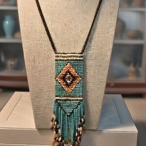 Handcrafted Beaded Necklace with Fringe